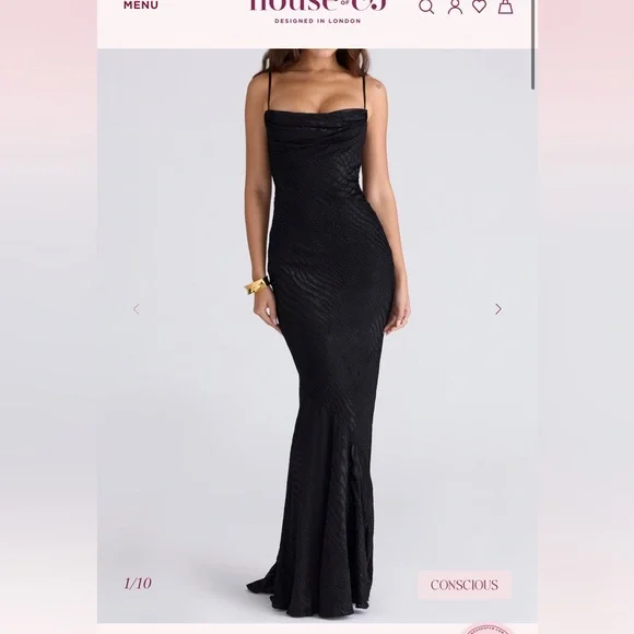 House of cb Elegant Black Evening Gown size medium - Picture 1 of 5